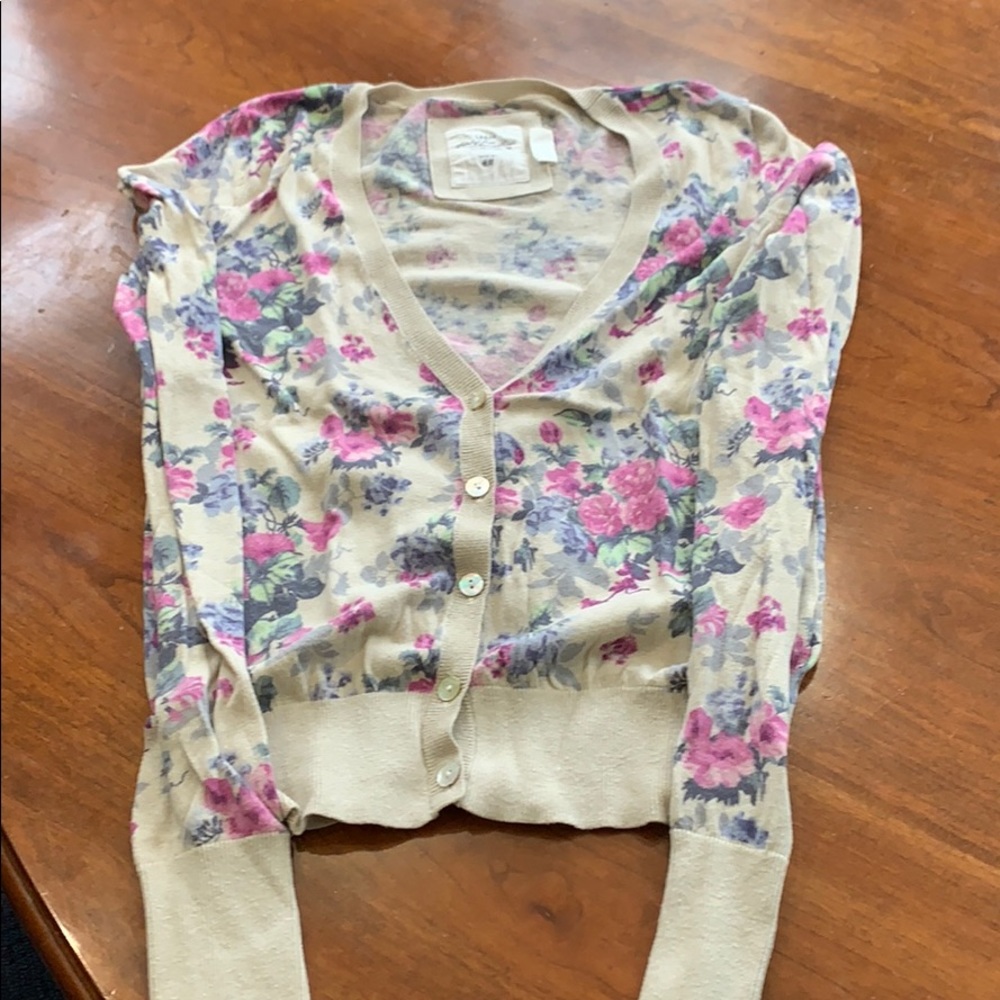 Floral V Neck Cardigan S